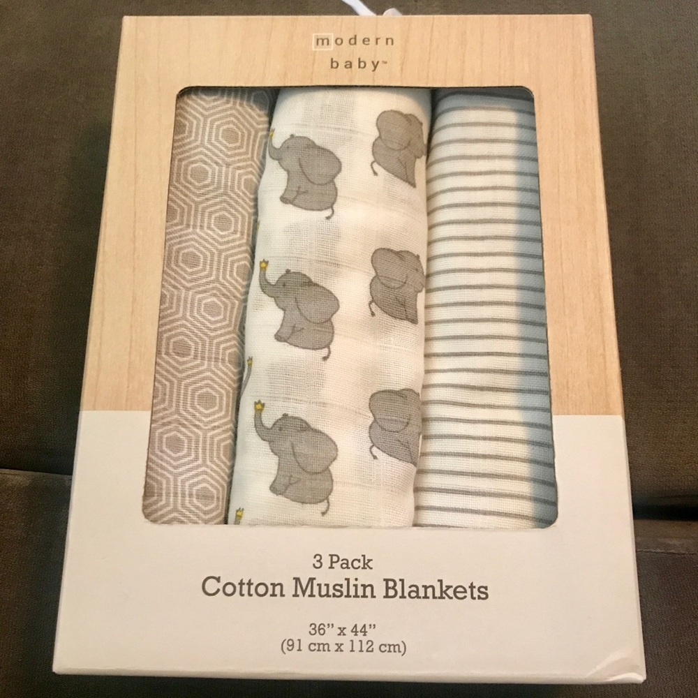 Modern Baby 3 Pack Cotton Muslim Blankets